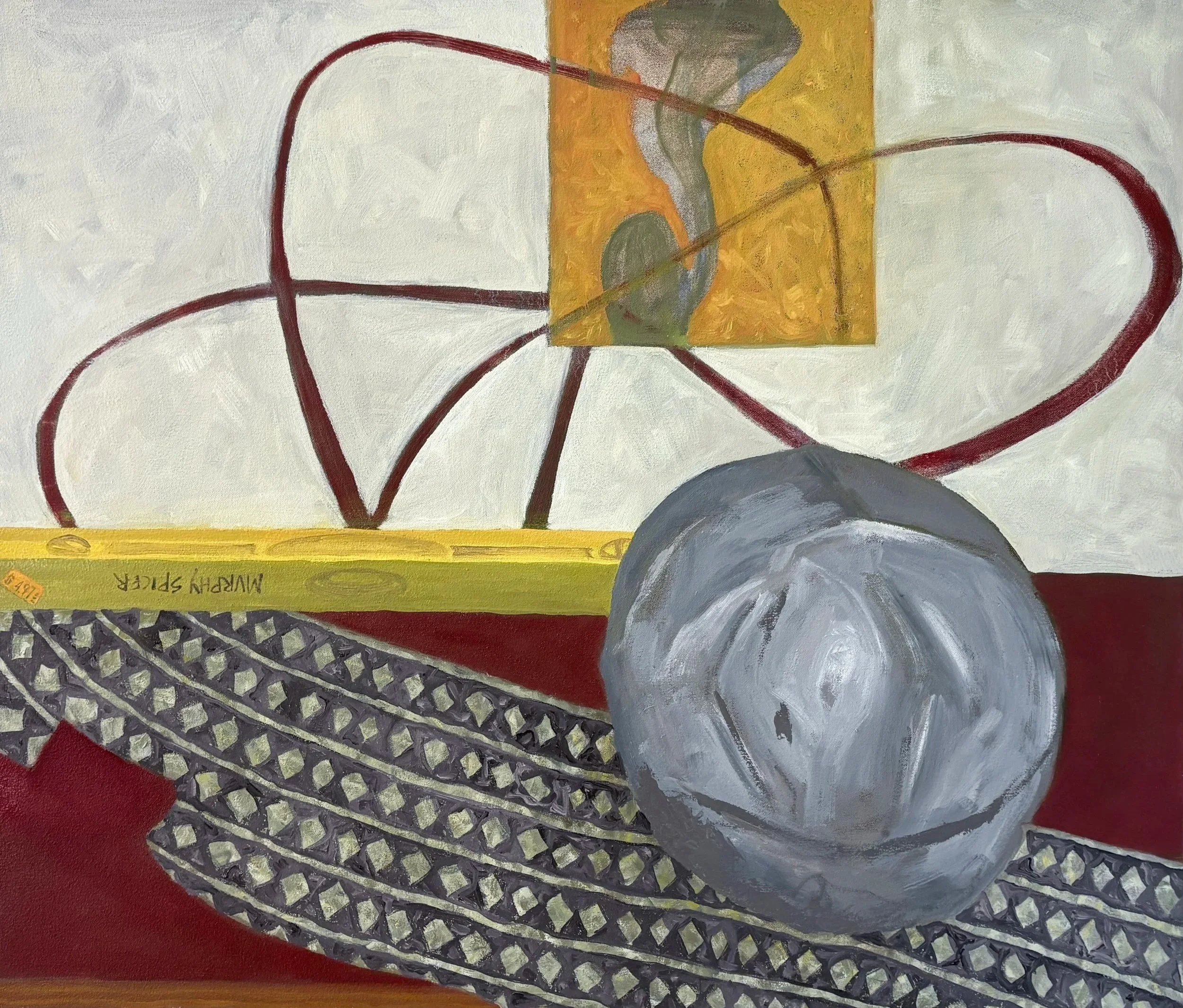   What is happening now 1 , 2026, oil on canvas, 28" x 33" 