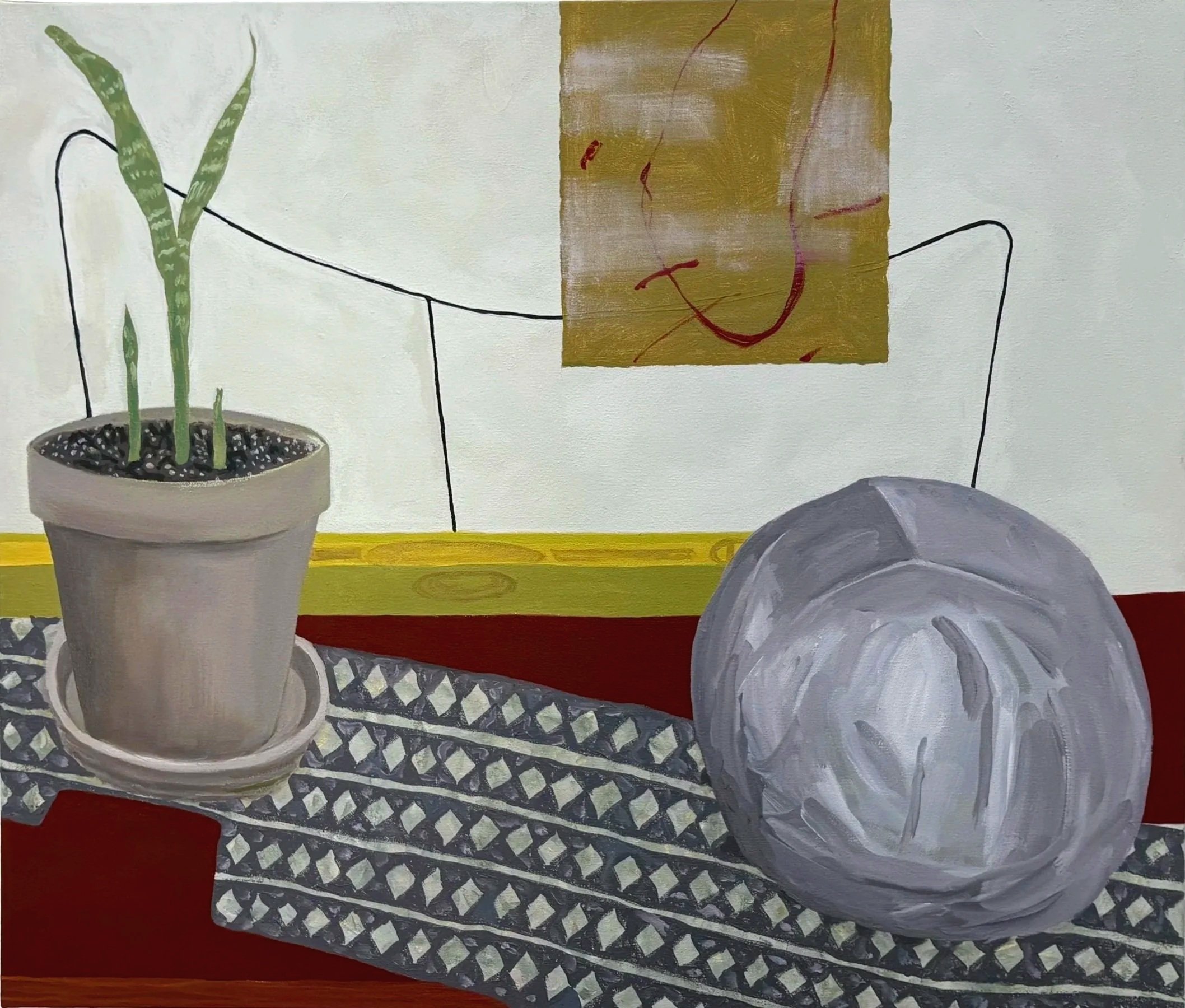   What is happening now 2 , 2026, oil on canvas, 28" x 33" 