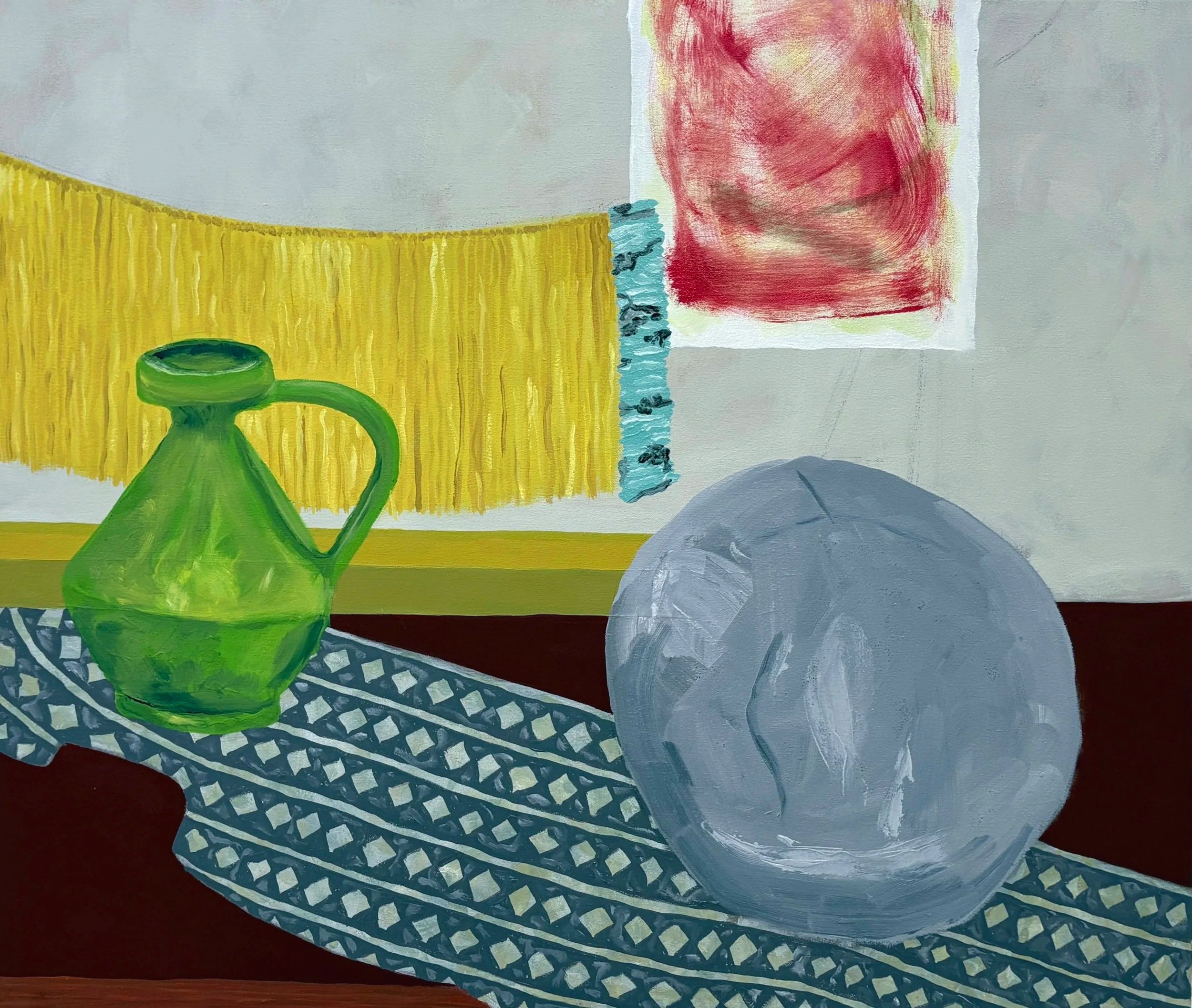   What is happening now 3 , 2026, oil on canvas, 28" x 33" 