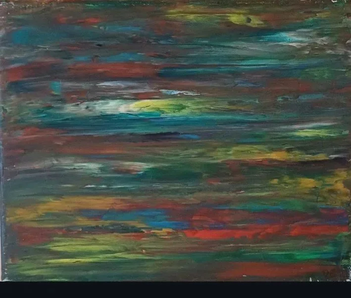 Driving Home, abstract landscape painting by Deirdre Burton