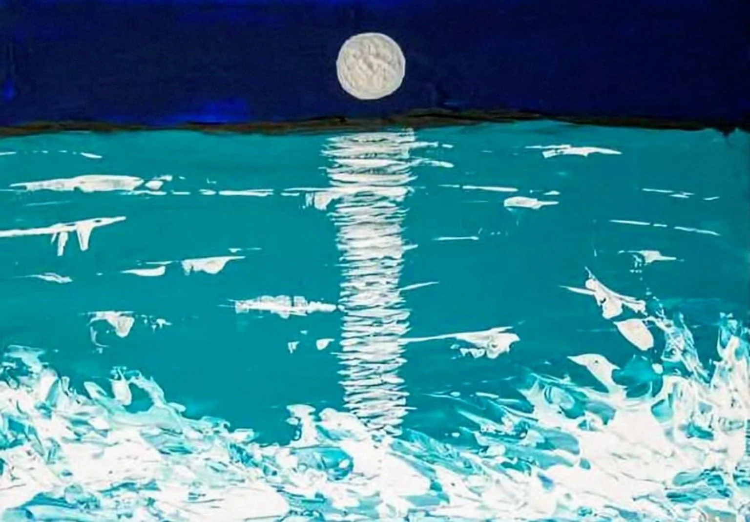 Time to Reflect, moonlit seascape painting by Deirdre Burton