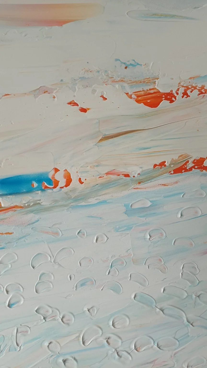 Close-up detail of Held showing textured Atlantic water, soft blue tones and pale reflected light