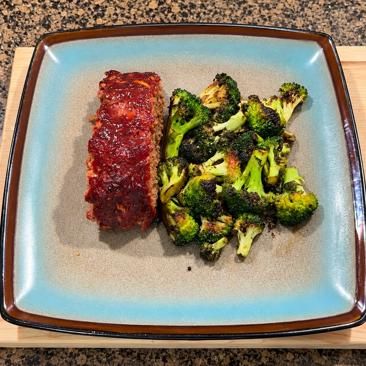 Smoked meatloaf and broccoli