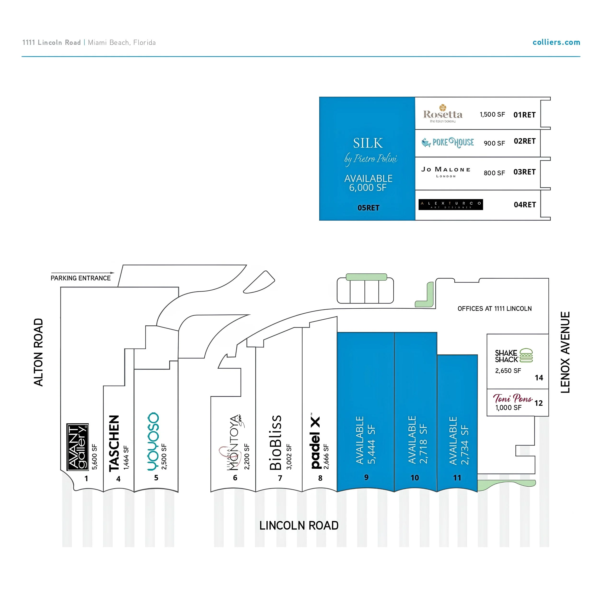 1111 Lincoln Road, Miami Beach. Retail floor plan.