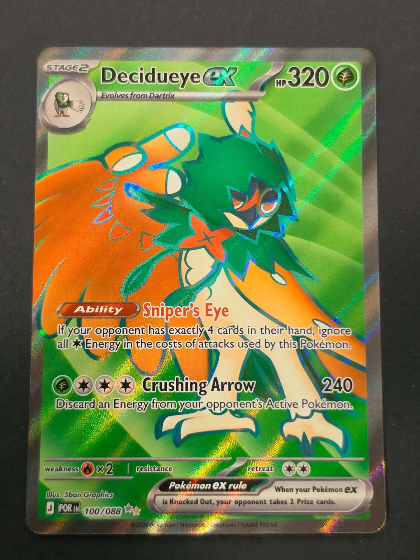Decidueye EX 100/088 - Ultra Rare Pokemon Perfect Order