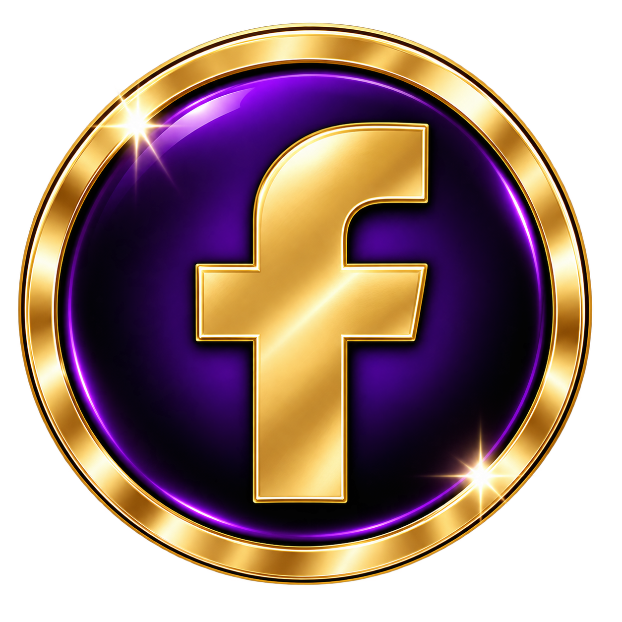 A dollar sign with a gold outline inside a circular purple background with a gold border, styled as a shiny coin.