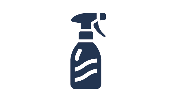 Icon of a spray bottle with wavy lines indicating liquid inside