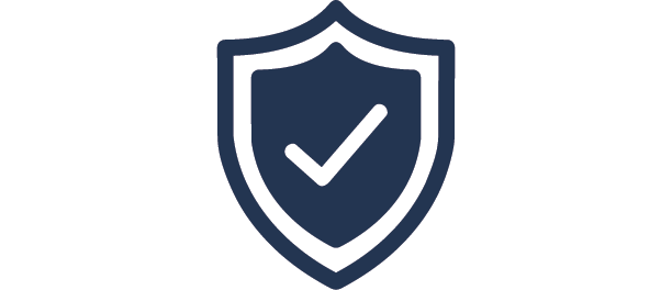 A shield icon with a checkmark inside, representing security or protection.