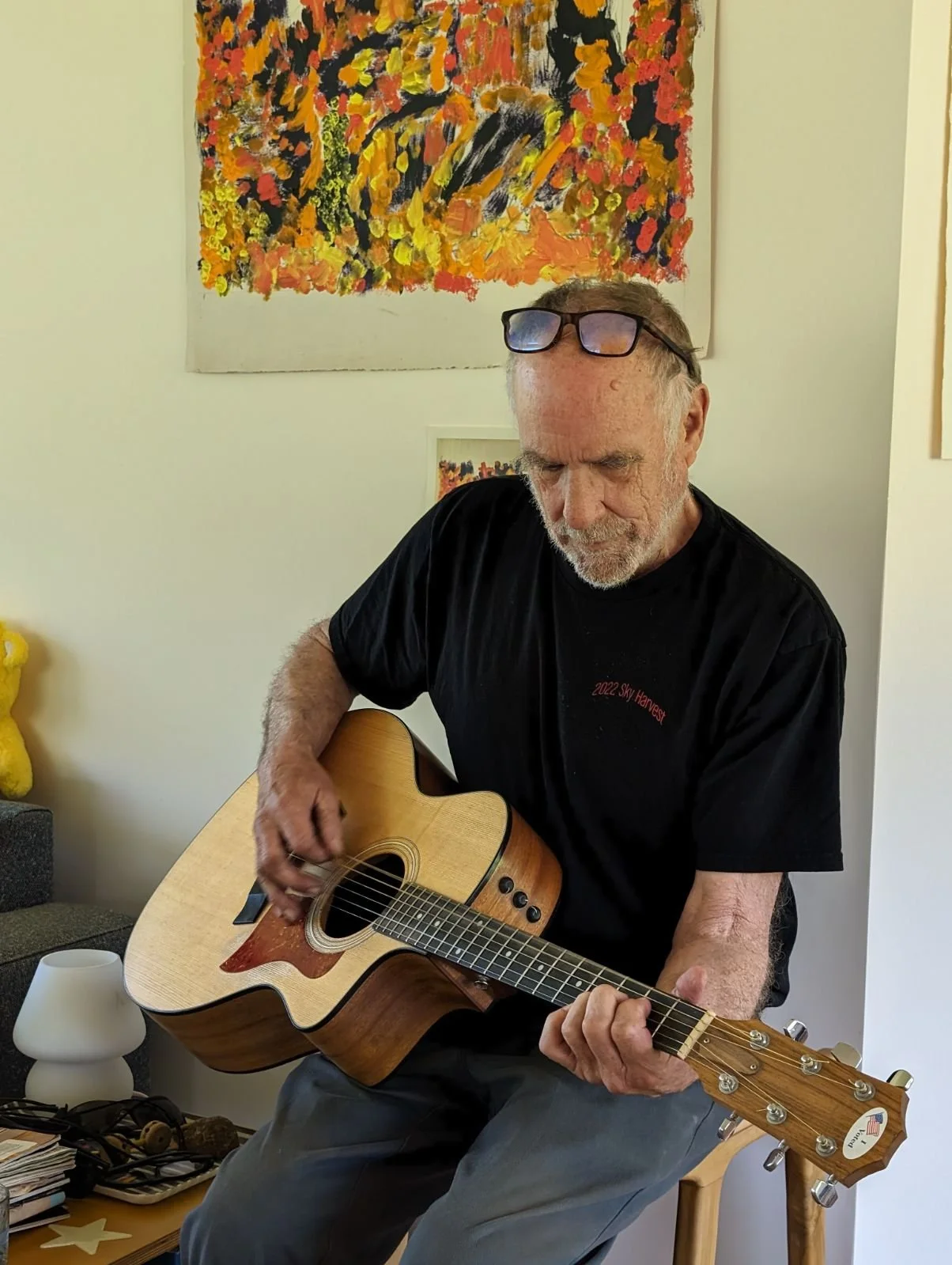 Lore Playing Guitar