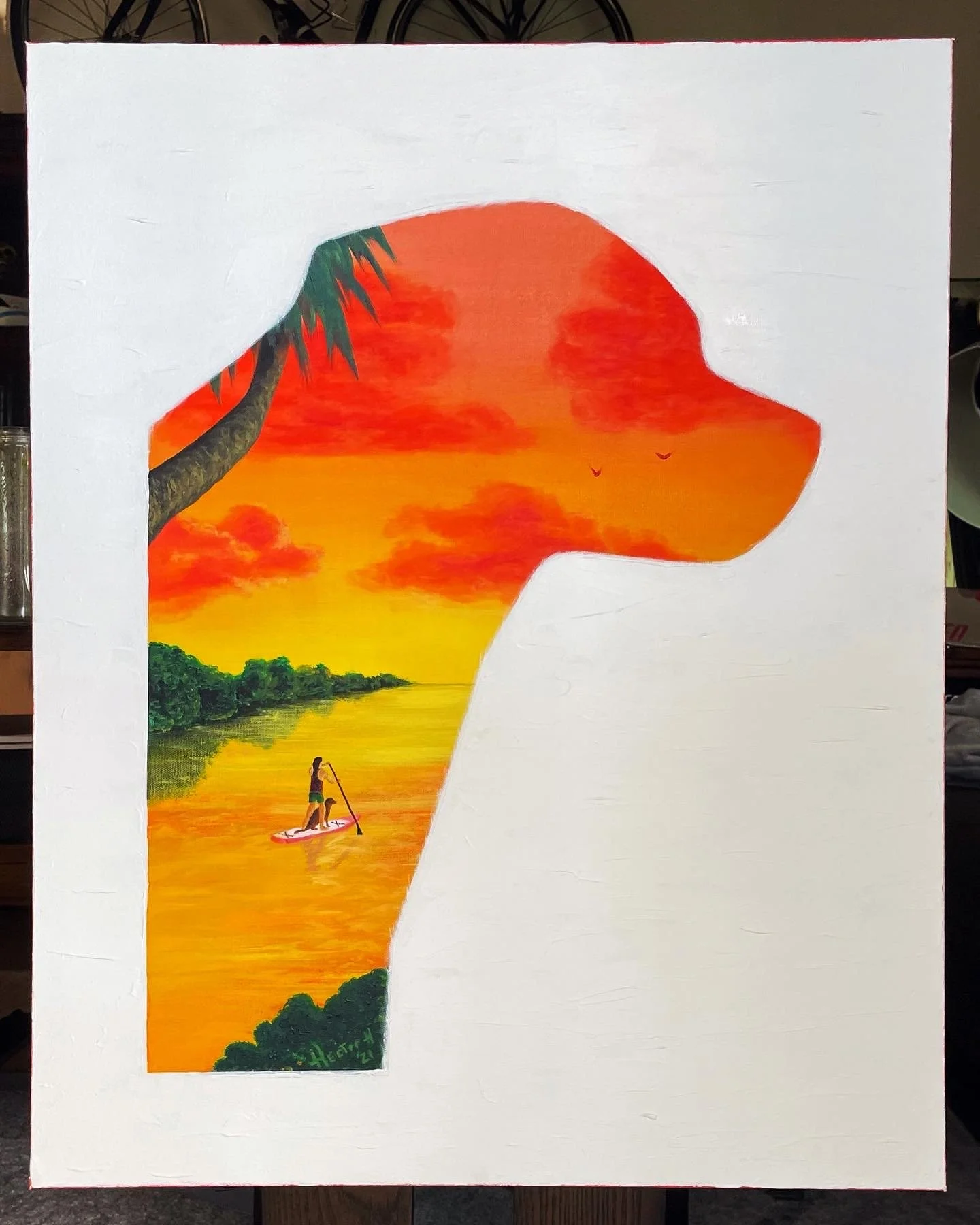 Acrylic on Canvas Painting Paddle Board