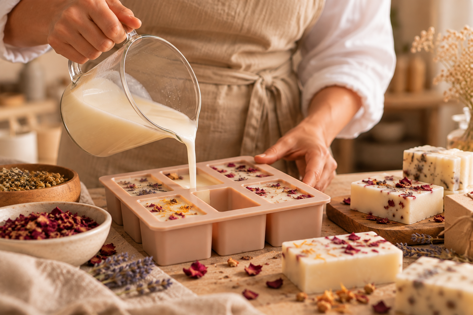 Melt-and-pour soap-making workshop with personalised decorative soaps