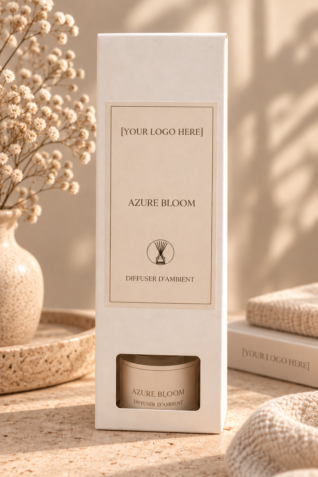 Personalised reed diffuser presented in custom packaging, created for seasonal gifting and special occasions.