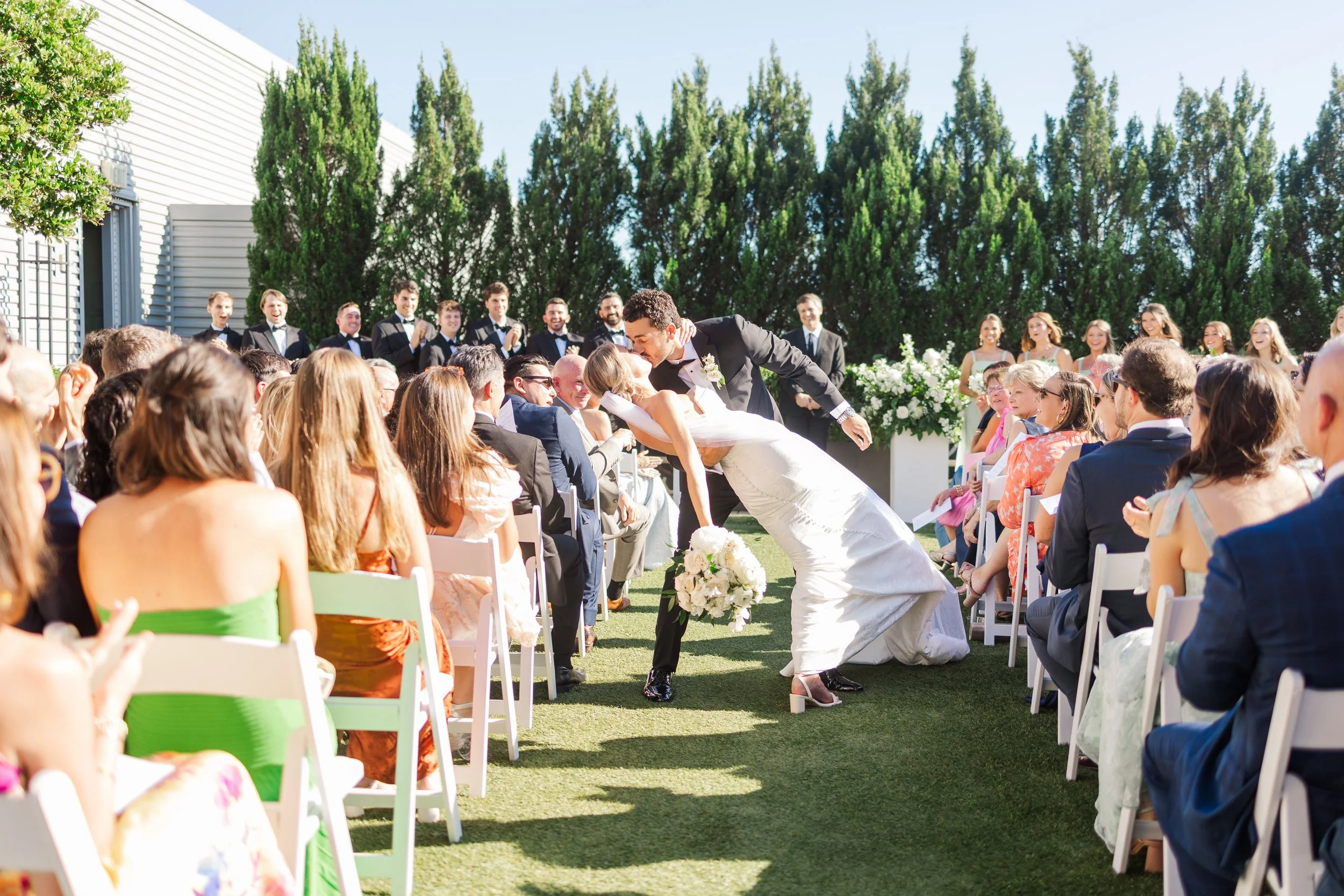 Wedding ceremony outdoors at The Avenue in Downtown Greenville, SC