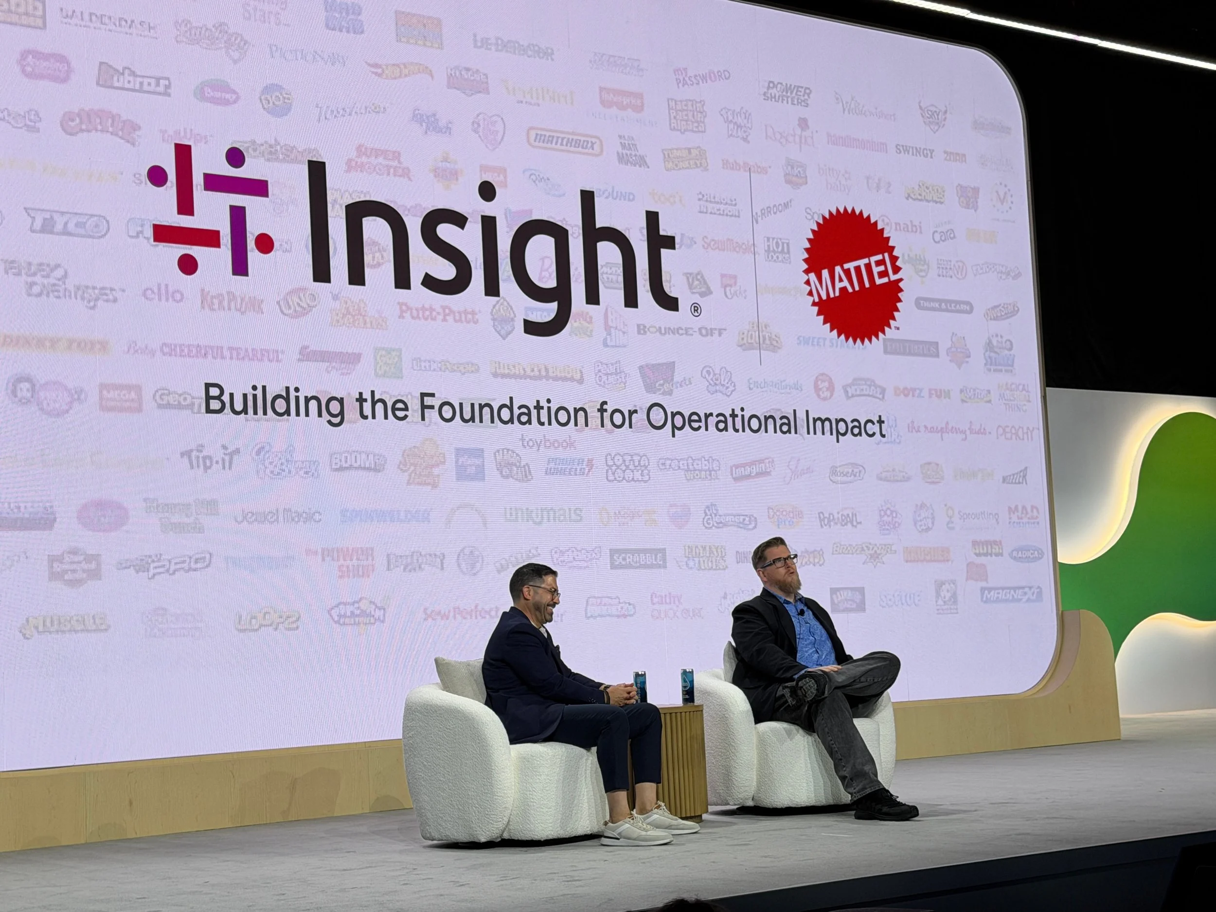Joseph Vinhais from Mattel and Miles Ward from Insight onstage at Google Cloud Next 2026