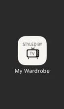 A digital screen displaying a logo with the text "Styled by TV" inside a speech bubble, and "My Wardrobe" written below.