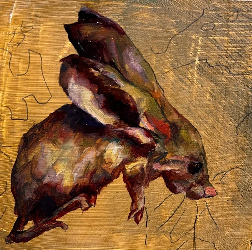 Courage Doesn't Always Roar (tiny creech in progress 5x5")