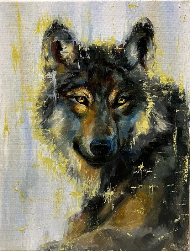 Face the Wolves II, 14x11”, SOLD
