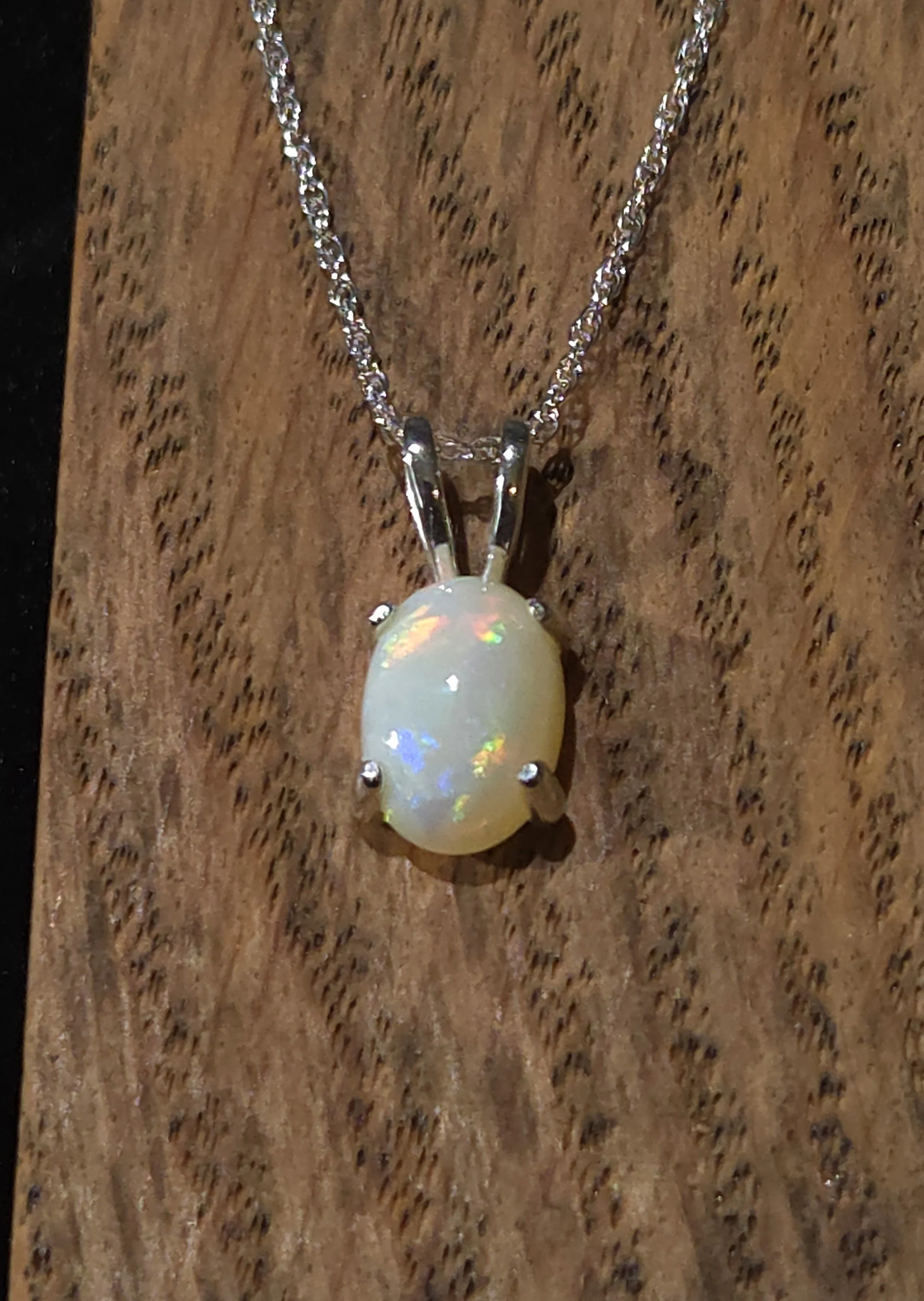 Australian white opal set in sterling silver