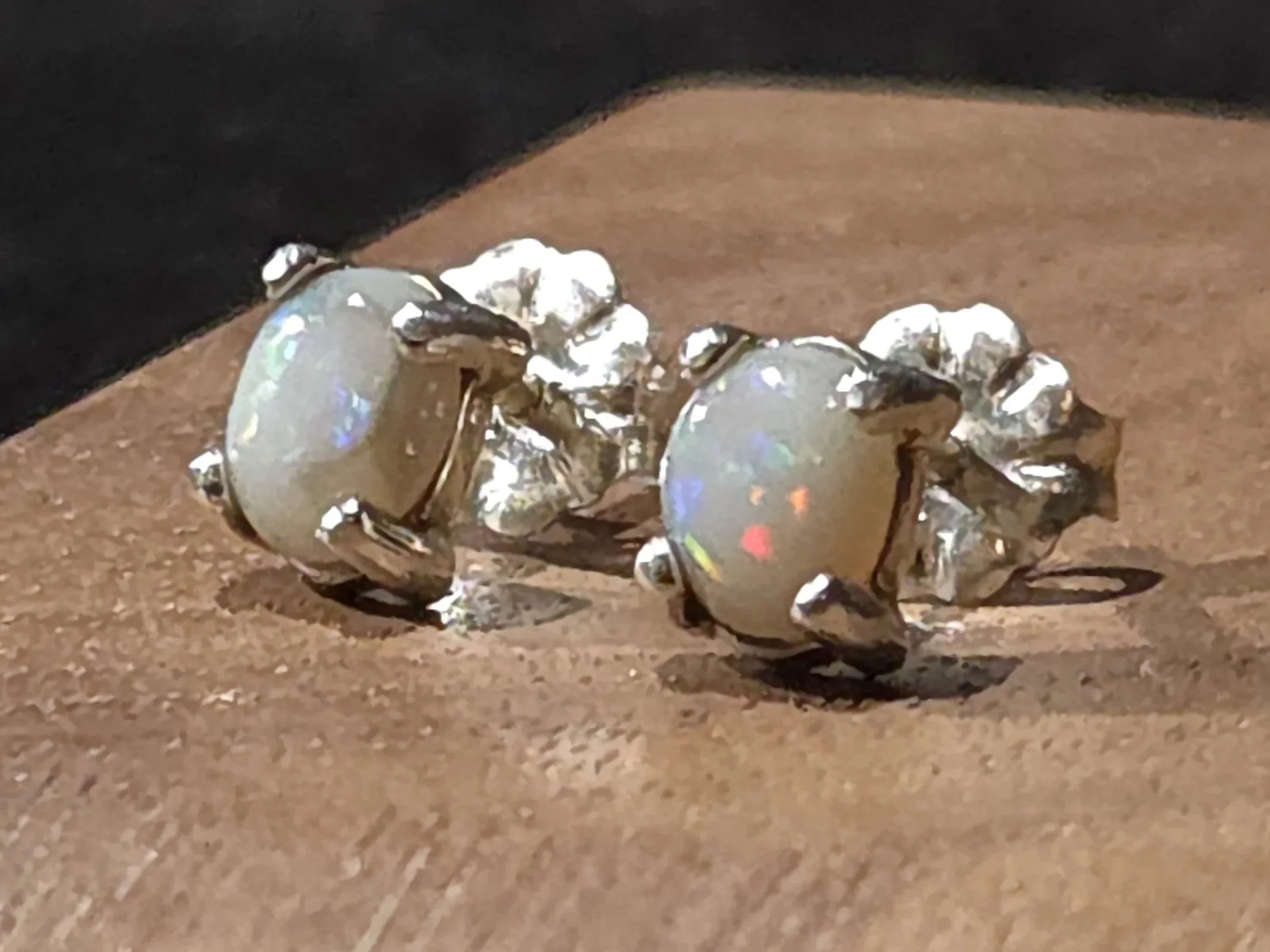 Australian opal earrings set in sterling silver