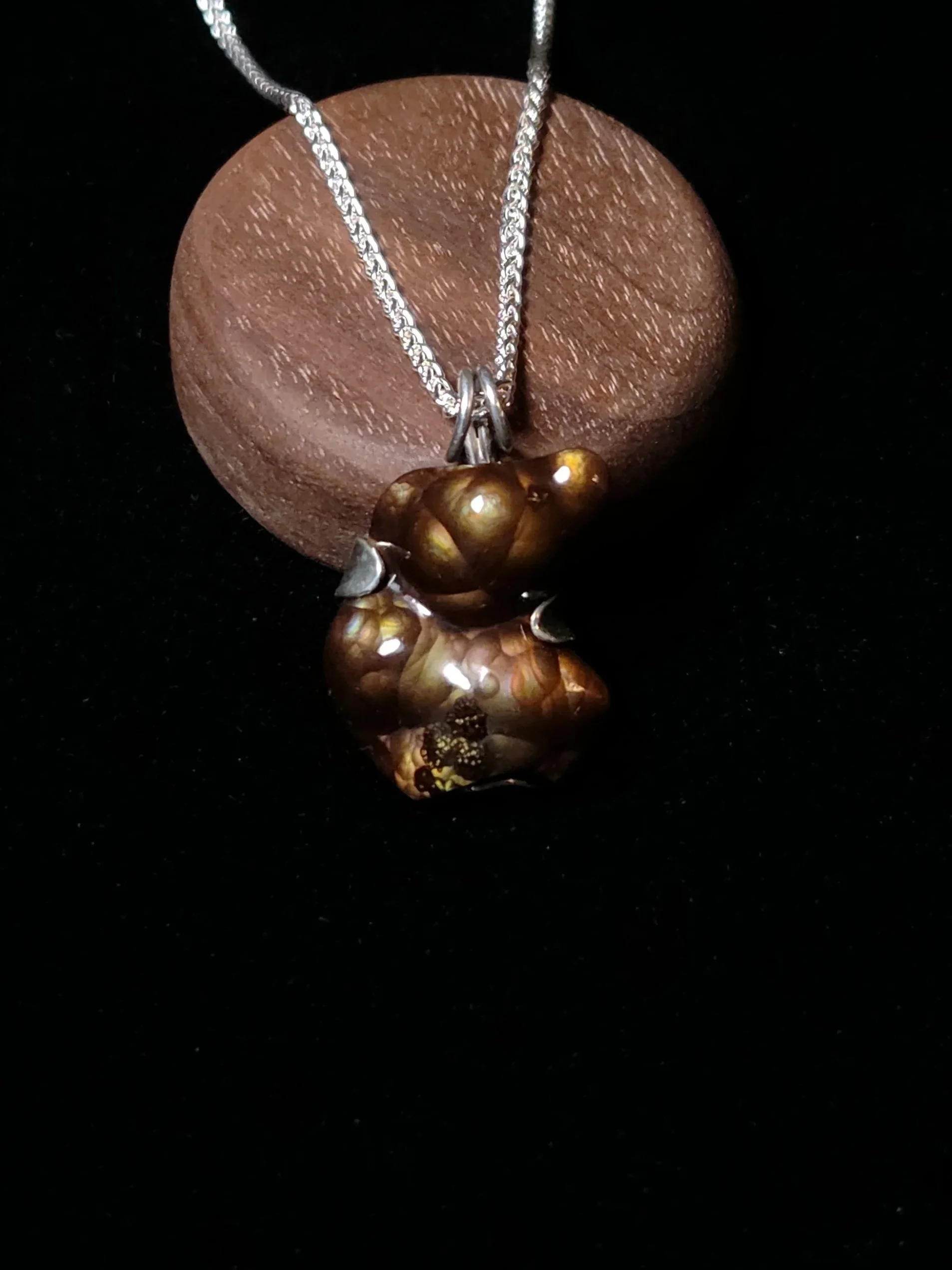 Fire agate set in sterling silver - The Green Teddy Bear