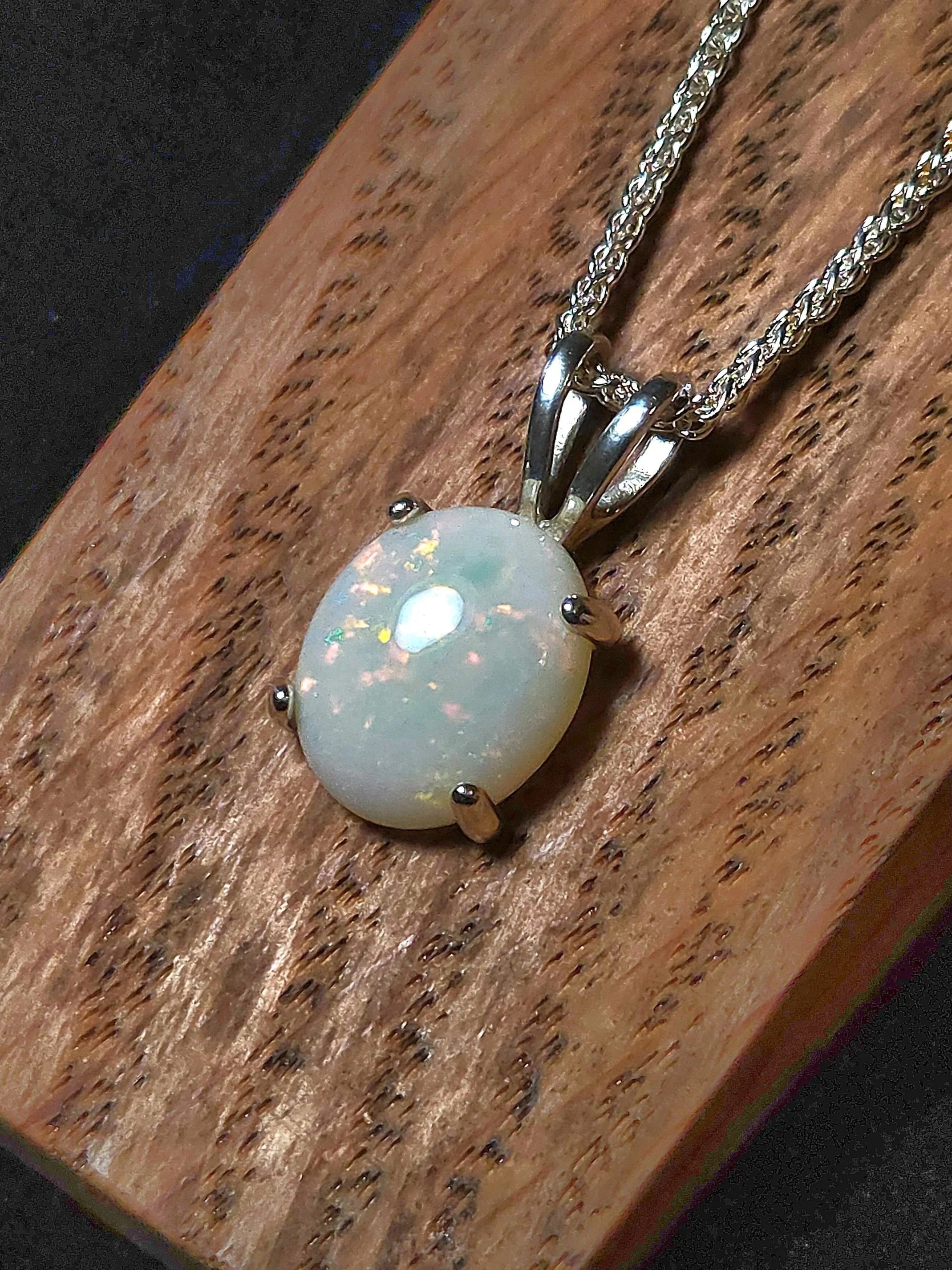 Australian opal sterling silver necklace