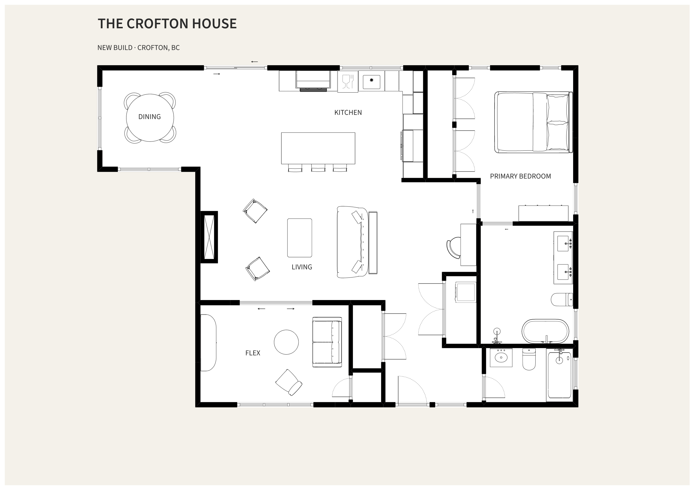 Floor plan of the Crofton House, designed for single-level living and aging in place.