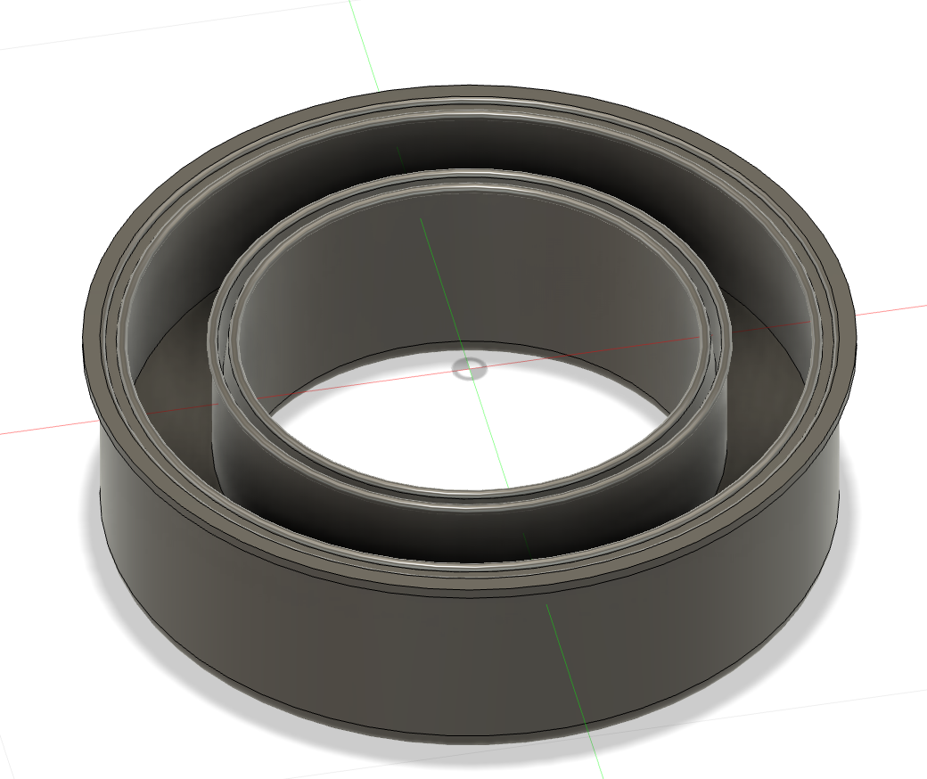 3D model of a mechanical bearing with inner and outer rings and rolling elements.
