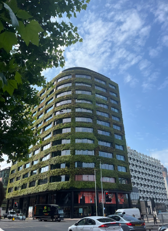 The Eden building, covered in over 350,000 plants!