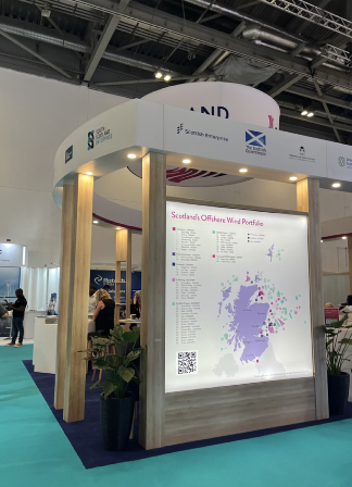 One of the many innovative booths for Global Offshore Wind at the Excel Center