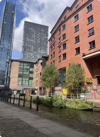 Modern buildings blend in with the old