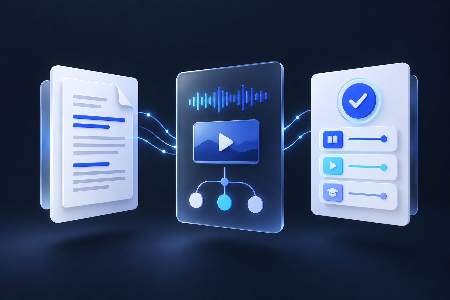 Business knowledge transformed into video, audio and human-reviewed learning.