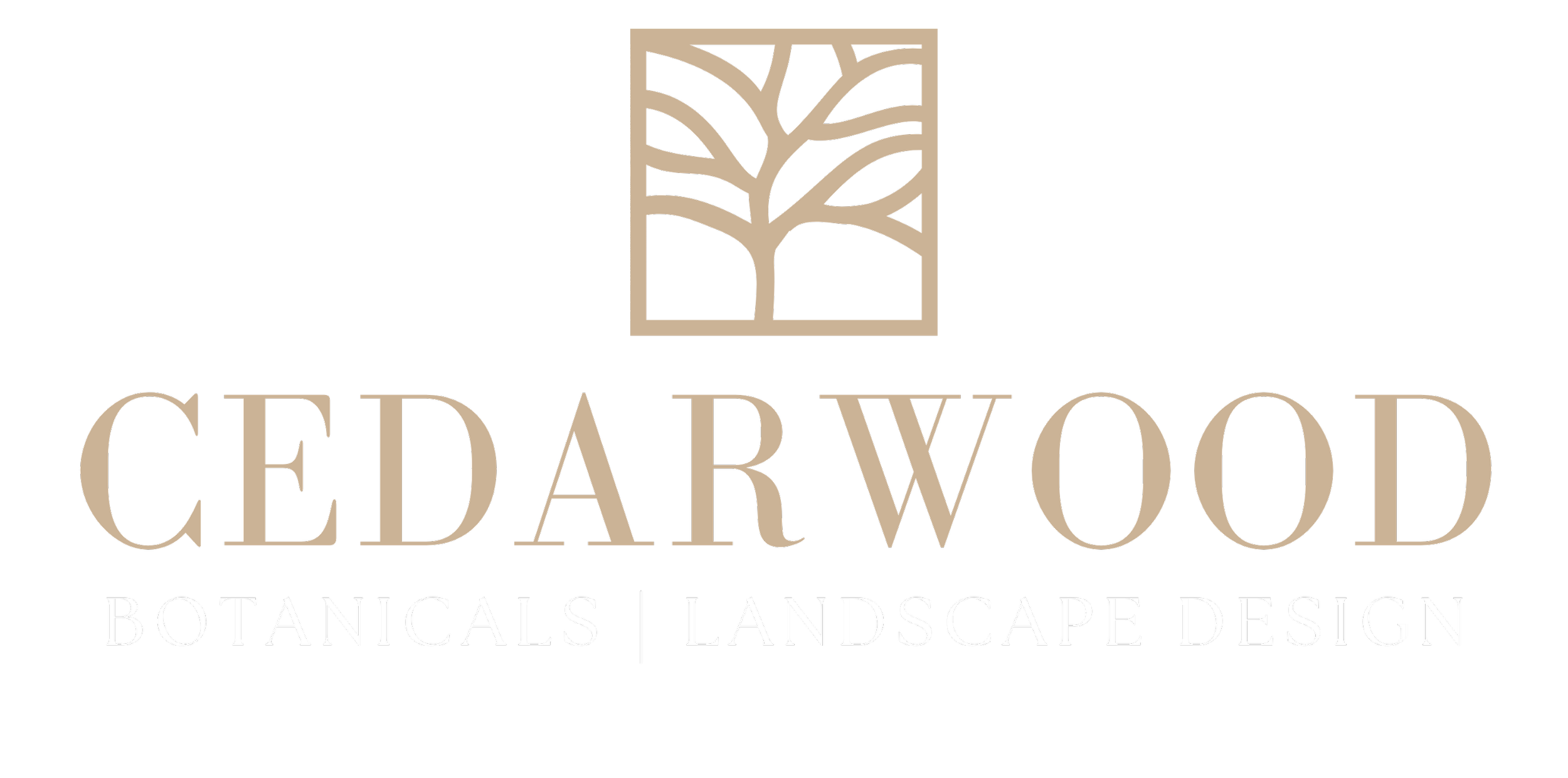 Cedar Wood Botanicals landscape design logo with a tree icon above the company name.