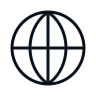 Grand globe icon with latitude and longitude lines