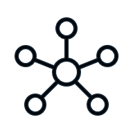 A diagram of a molecule with a central atom connected to six surrounding atoms.