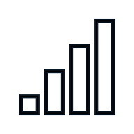 Bar graph with four ascending bars, from shortest to tallest, on a black background.