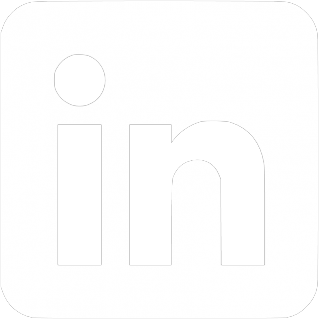 The LinkedIn logo in black and white.