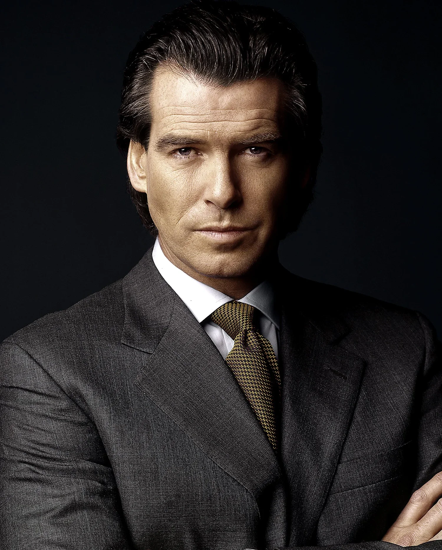 Actor Pierce Brosnan executive editorial portrait photographed in Los Angeles by Ken Sax.