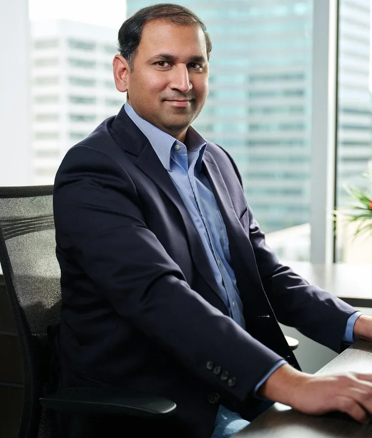 On-location executive portrait of corporate leader in high-rise office by Ken Sax Corporate Photography LA