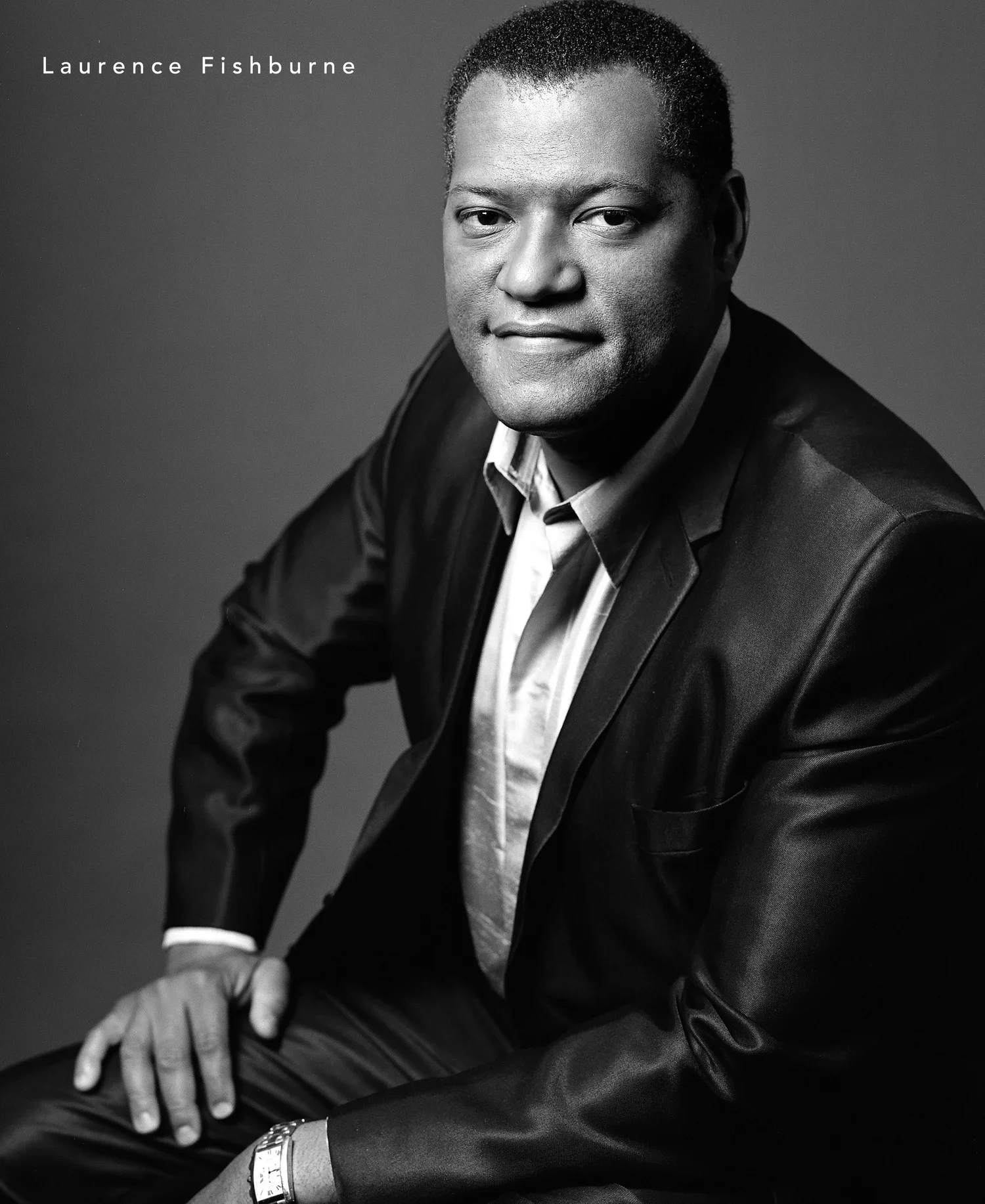 Tony and Emmy-winning actor Laurence Fishburne dramatic studio portrait photographed by Ken Sax.