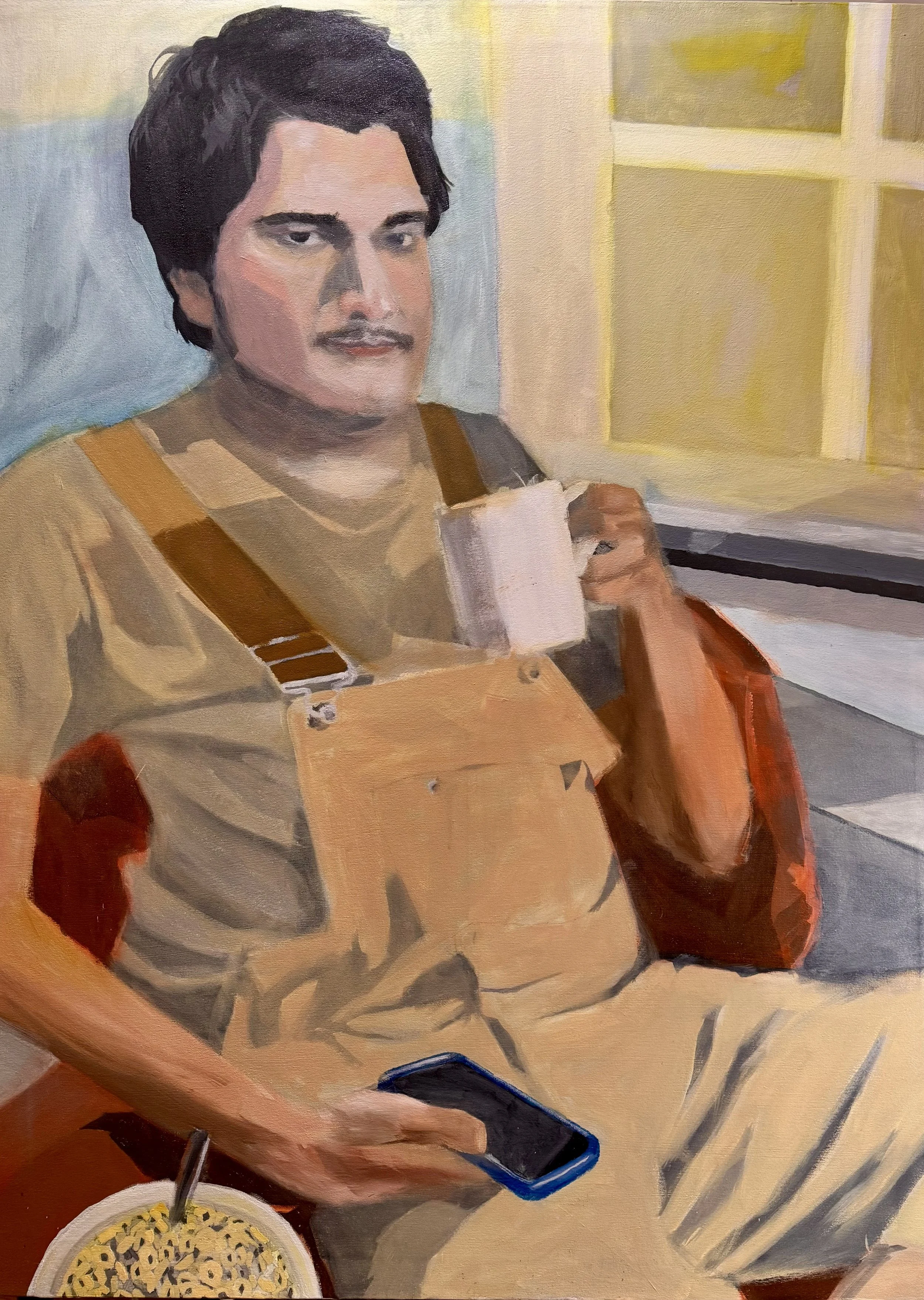 Having Coffee, 2024, Oil on Canvas, 36 x 48 Inches