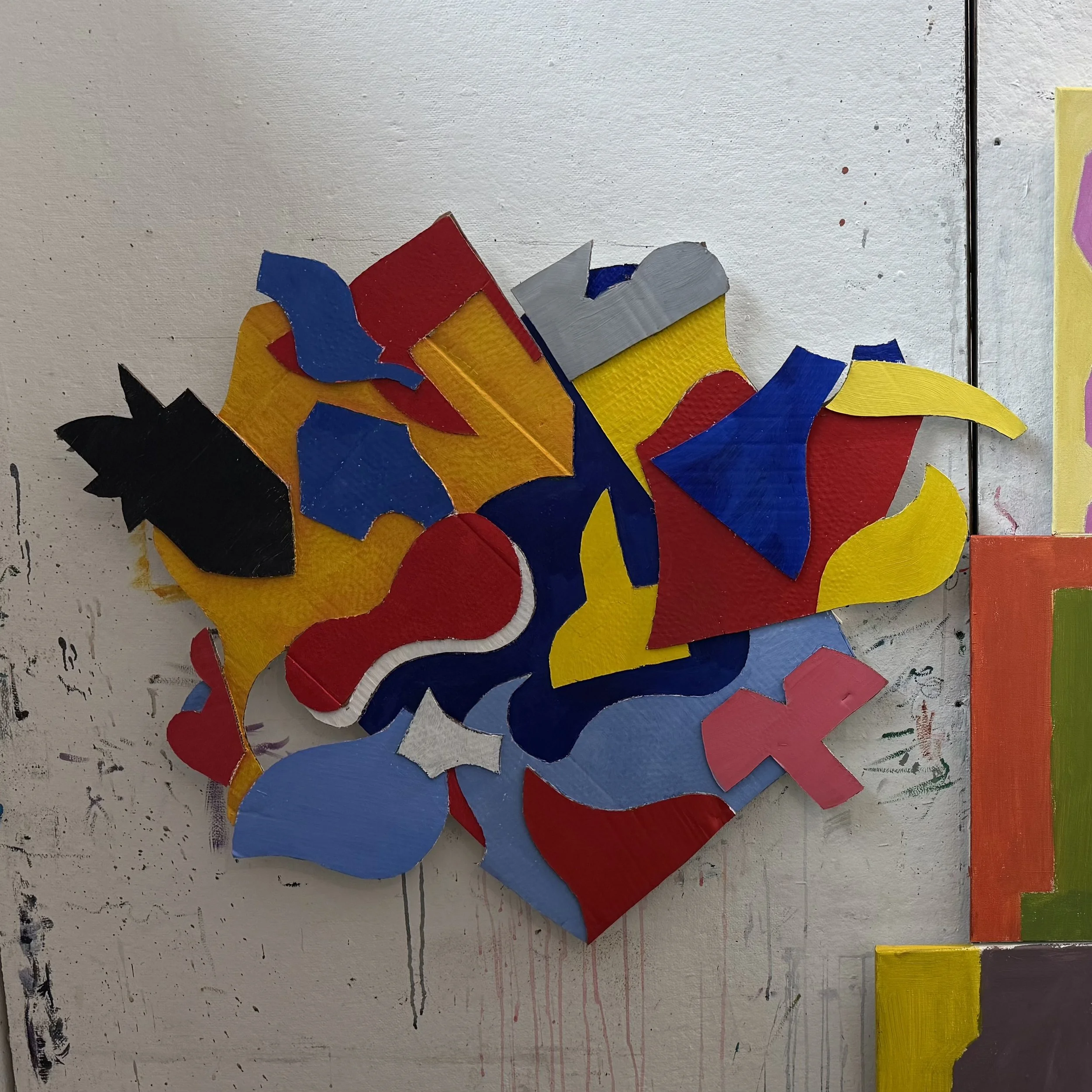 Abstract Collage, 2026, Acrylic on Cardboard, 36 x 40 Inches