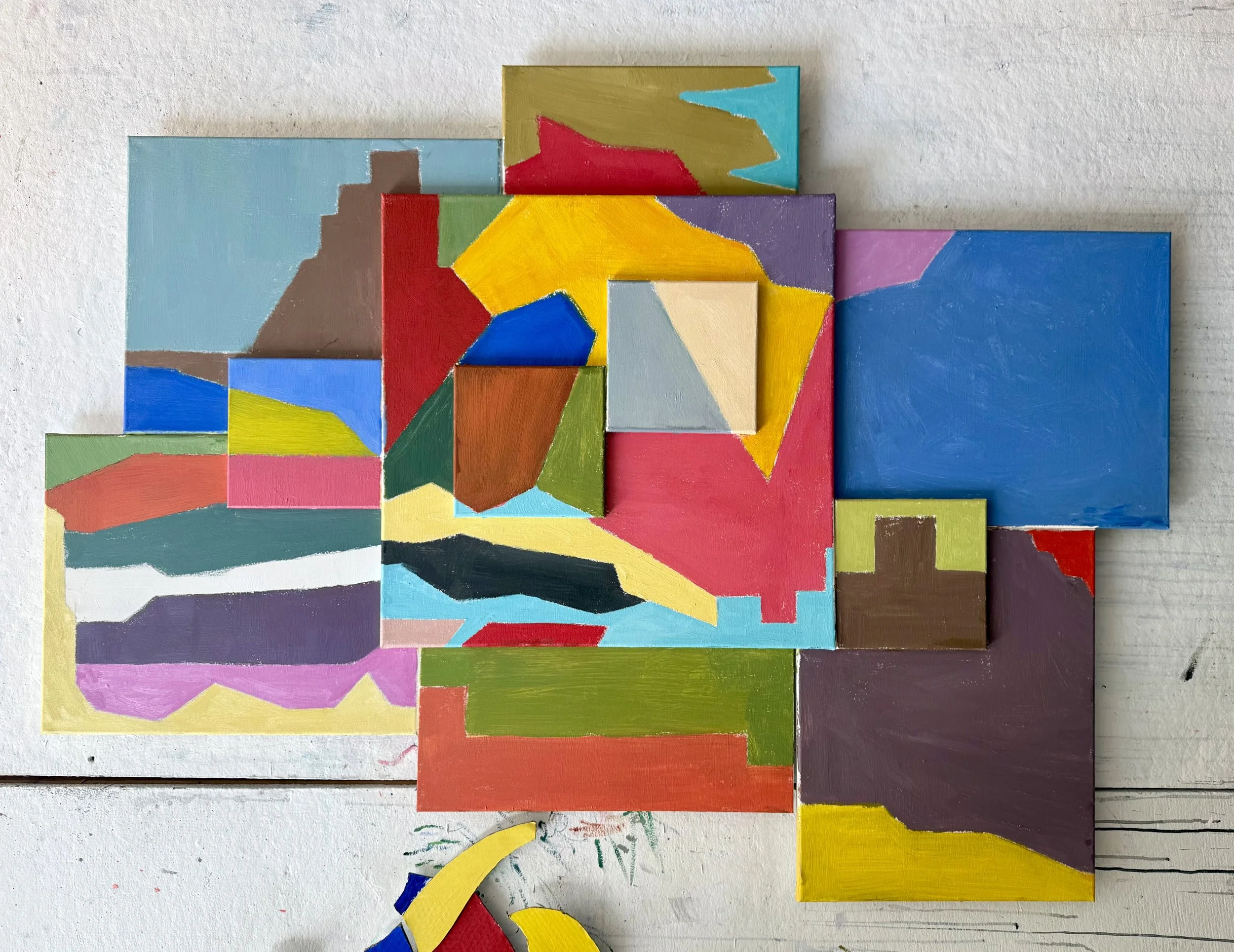 Cinque Terre Landscape, 2026, Acrylic on Canvases,  32 x 59 Inches