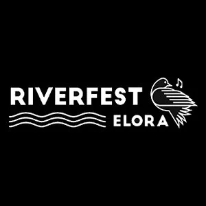 Logo for Riverfest Elora featuring a stylized bird with musical notes.