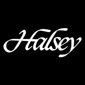 Halsey logo in white text on a black background