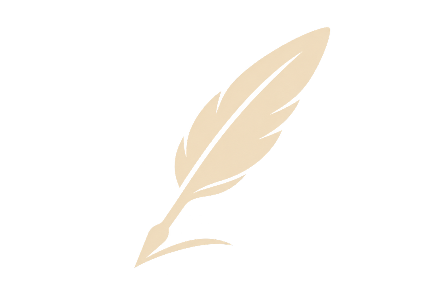 Illustration of a single beige feather resting on a flat surface.