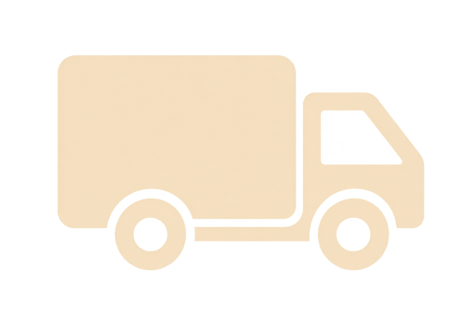 A simplified illustration of a food truck or delivery vehicle with a boxy shape, beige color, and two visible wheels, set against a black background.
