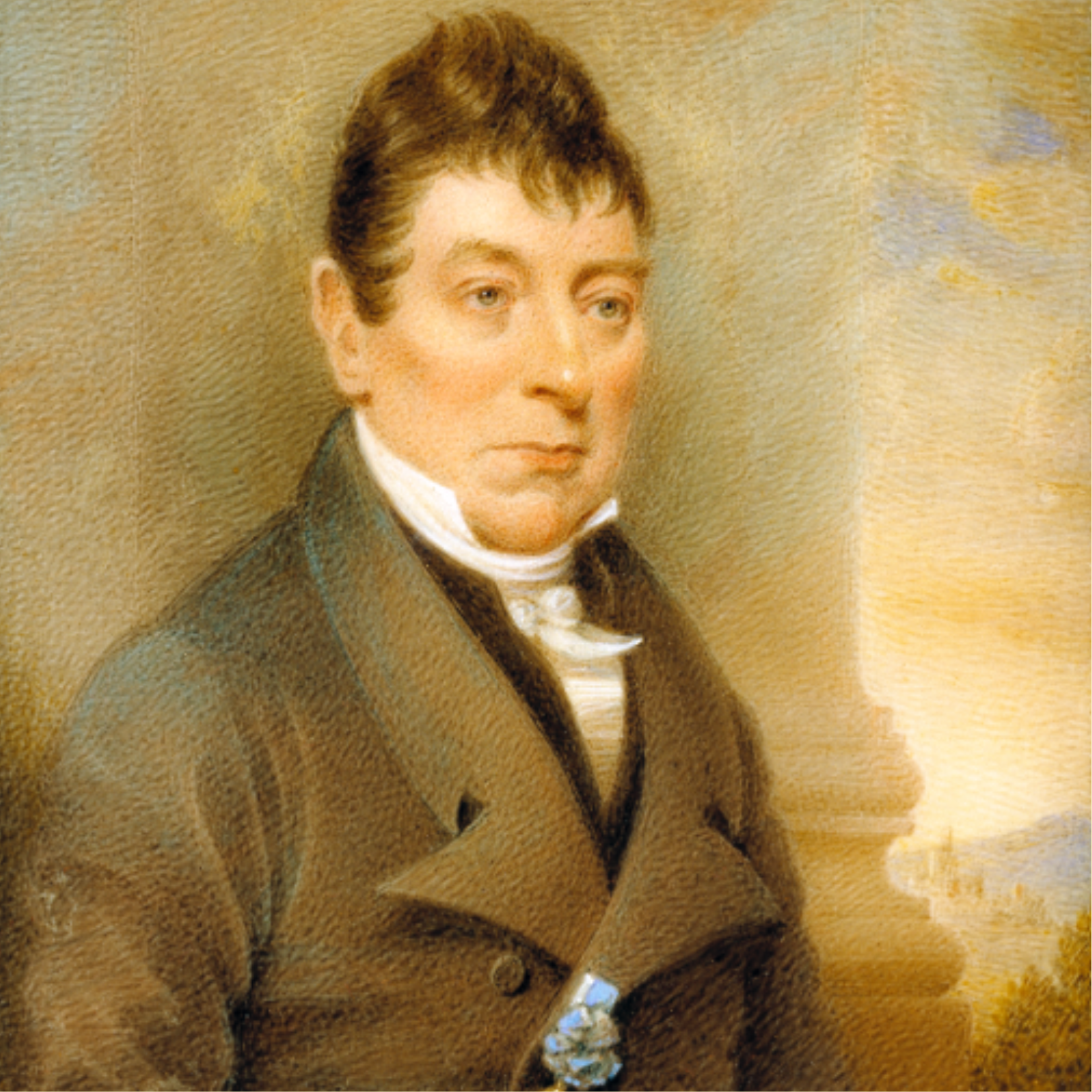 Miniature Portrait of the Marquis de Lafayette, watercolor on ivory by Charles Fraser, 1825