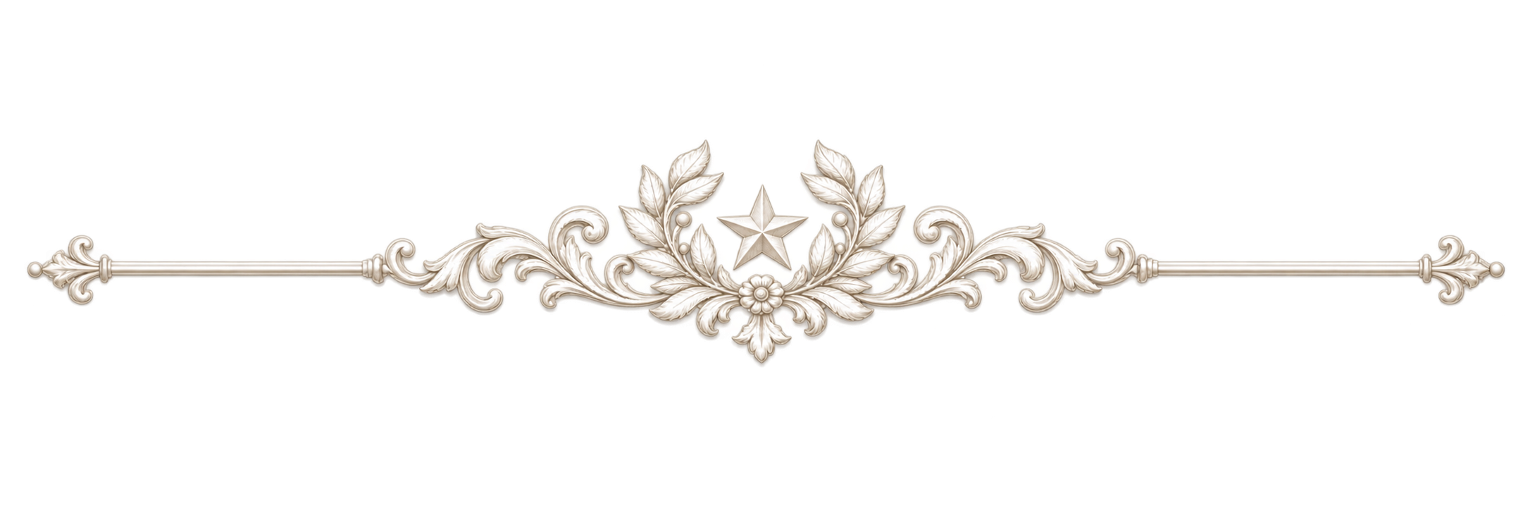Decorative ornate frame with floral and scroll motifs, featuring a central star surrounded by leaves.