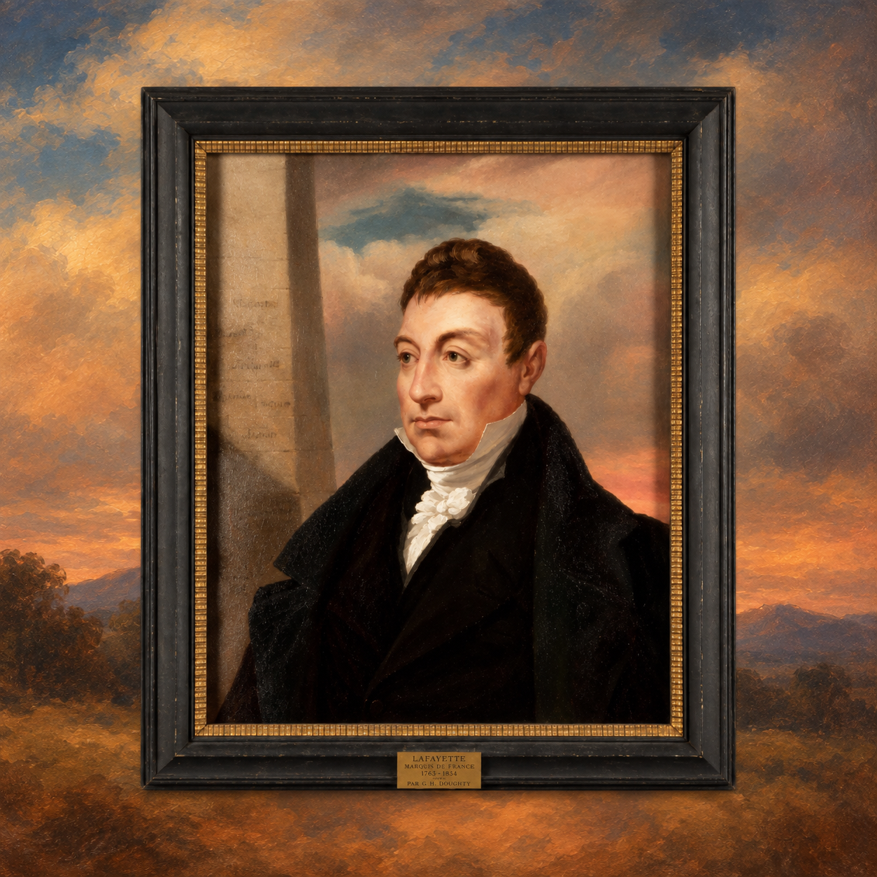 Portrait of the Marquis de Lafayette, oil on wood panel, painted by American artist Henry Cheever Pratt in 1825,