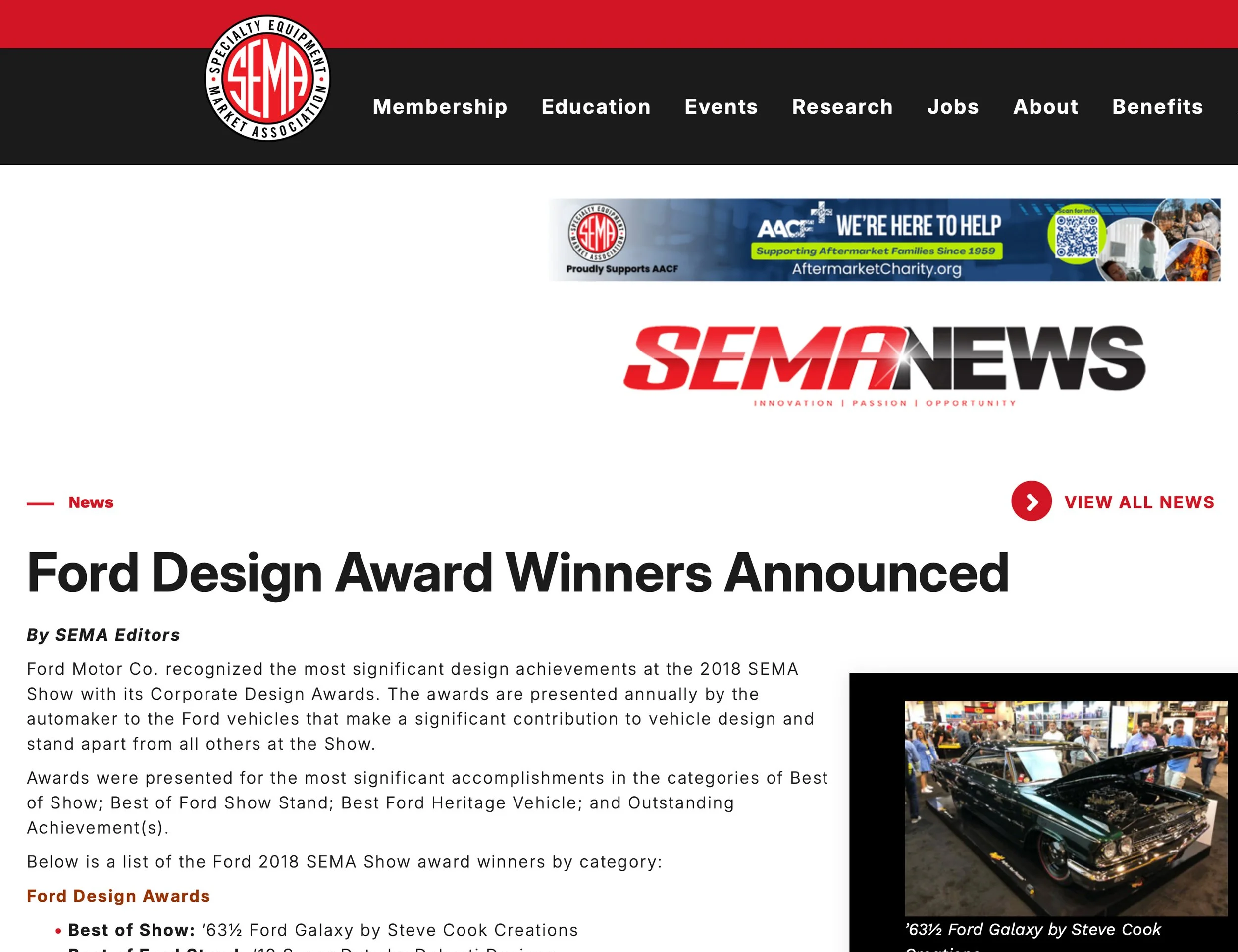 SEMA Ford Design Winners article